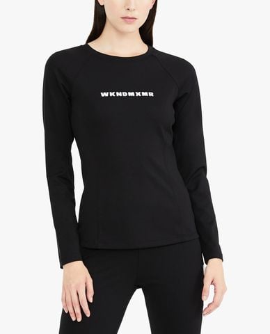  WEEKEND MAX MARA - Áo thun nữ cổ tròn tay dài phom ôm thời trang 