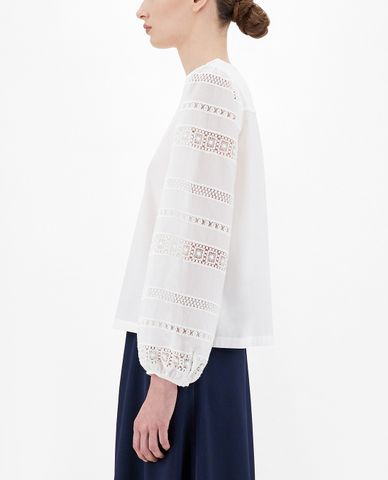  WEEKEND MAX MARA - Áo kiểu nữ cổ tròn tay dài Cotton Jersey 