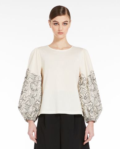  WEEKEND MAX MARA - Áo kiểu nữ cổ tròn tay dài phồng cá tính Avenue 