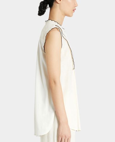  WEEKEND MAX MARA - Áo kiểu nữ viền vỏ sò Linen And Jersey 