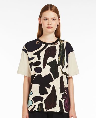  WEEKEND MAX MARA - Áo thun cổ tròn tay ngắn phối hoạ tiết Viterbo 