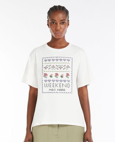  WEEKEND MAX MARA - Áo thun nữ cổ tròn tay ngắn Cabina 