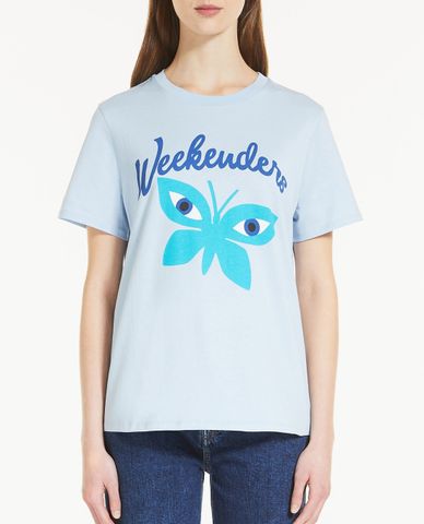  WEEKEND MAX MARA - Áo thun nữ ngắn tay cổ tròn phom suông Cotton Jersey 