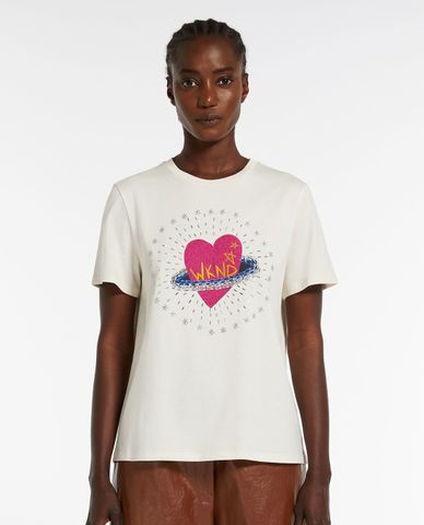  WEEKEND MAX MARA - Áo thun cổ tròn tay ngắn phối hoạ tiết Cinema 