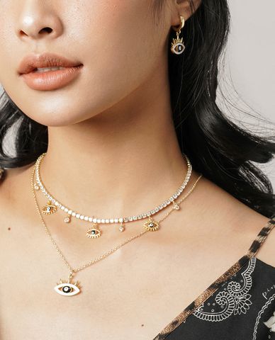  CECI - Khuyên tai nữ khoen tròn dáng thả hình đôi mắt thời trang 