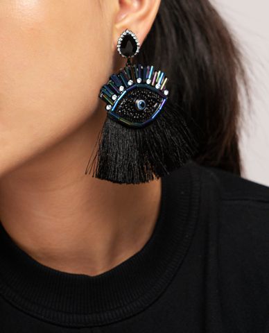  CECI - Khuyên tai nữ dáng thả tua rua thời trang 