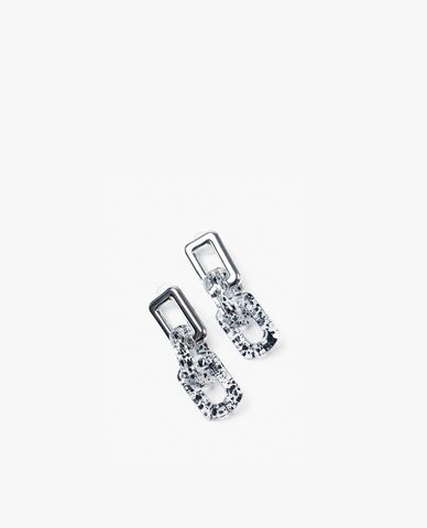  CECI - Khuyên tai nữ xỏ lỗ thiết kế chuỗi xích chữ nhật bản lớn 