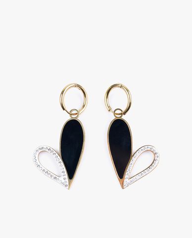  CECI - Khuyên tai nữ khoen tròn phối mặt hình trái tim lớn cá tính 