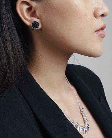  CECI - Khuyên tai nữ mặt tròn đính đá 