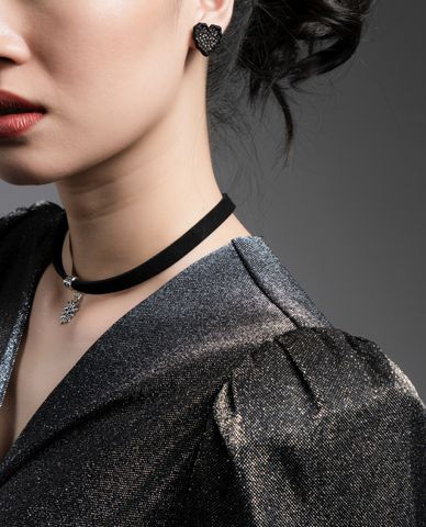  CECI - Khuyên tai nữ hình trái tim đính đá sang trọng 