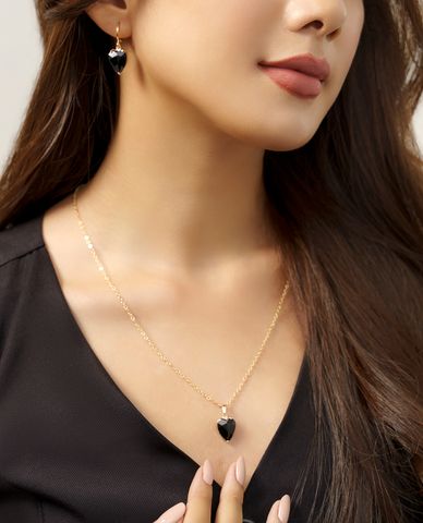  CECI - Khuyên tai nữ hình trái tim mặt đá sang trọng 