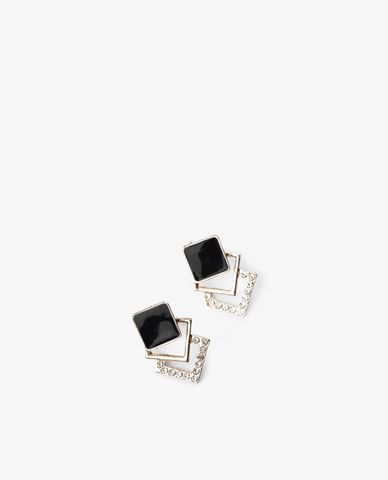  CECI - Khuyên tai nữ thiết kế hình vuông dạng tầng đính đá độc đáo 