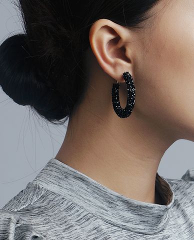  CECI - Khuyên tai nữ khoen tròn đính đá 