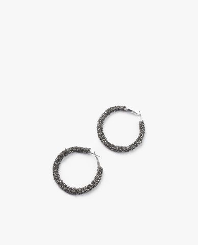  CECI - Khuyên tai nữ khoen tròn bản to đính đá thời trang 