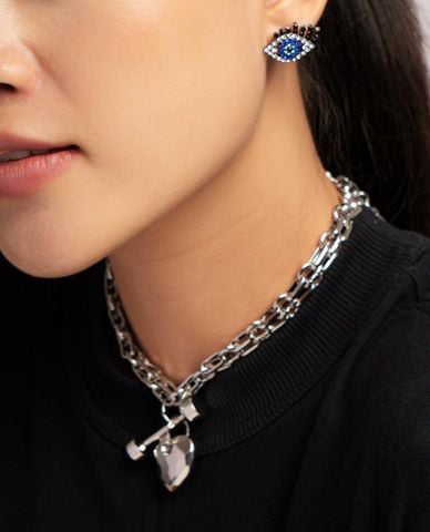  CECI - Khuyên tai nữ bản to hình mắt đính đá thời trang 