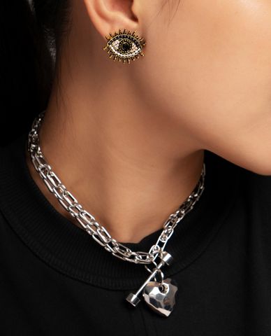  CECI - Khuyên tai nữ bản to đính đá thời trang 