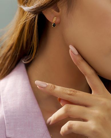  CECI - Khuyên tai nữ dáng thả đính đá sang trọng 