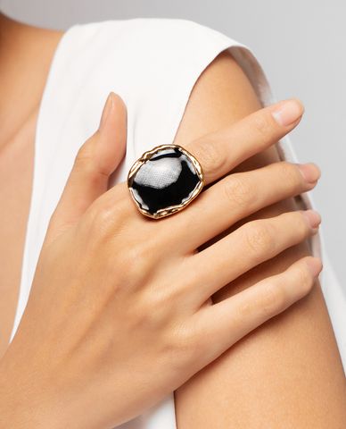  CECI - Nhẫn nữ kim loại phối mặt đá bản to cá tính 