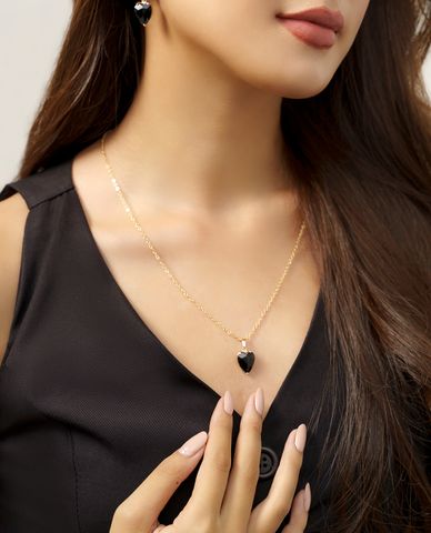  CECI - Dây chuyền nữ chuỗi xích mặt trái tim đính đá sang trọng 