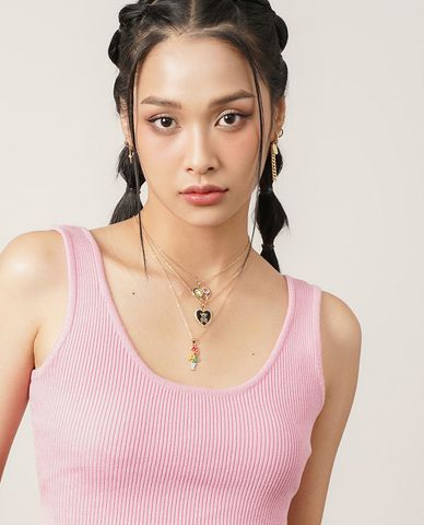  CECI - Vòng cổ nữ chuỗi xích nhỏ phối mặt trái tim trẻ trung 