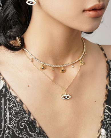  CECI - Vòng cổ nữ đính đá phối hình mắt độc đáo 