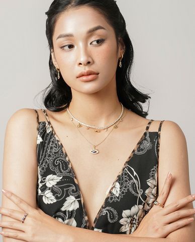  CECI - Vòng cổ nữ sợi mảnh phối hình mắt độc đáo 