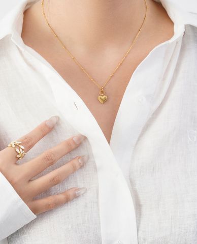  CECI - Vòng cổ nữ dây xích nhỏ phối mặt trái tim nữ tính 