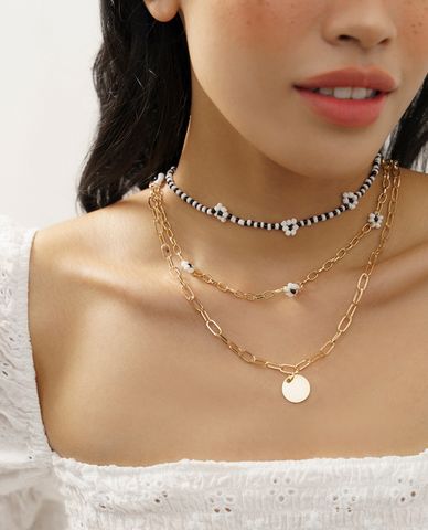  CECI - Dây chuyền nữ nhiều tầng mắc xích phối chuỗi hạt thời trang 