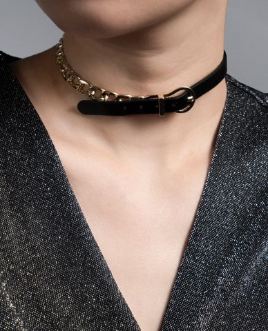  CECI - Vòng cổ choker nữ mặt xỏ khóa độc đáo 