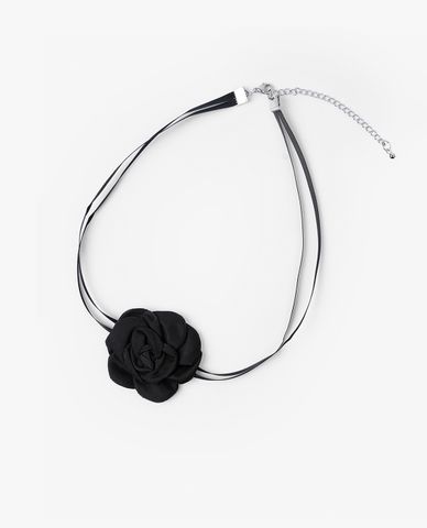  CECI - Vòng cổ nữ choker hoa hồng đen dây đeo dài 