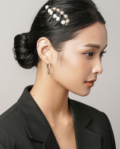  CECI - Kẹp tóc nữ đính ngọc trai thắt nơ xinh xắn 