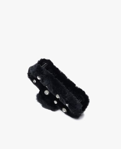  CECI - Kẹp tóc nữ càng cua phối lông đính đá sang trọng 