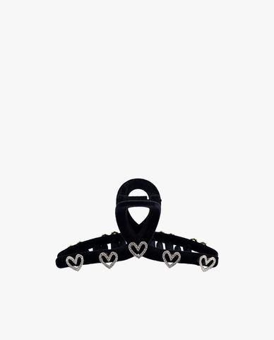  CECI - Kẹp tóc nhung dáng mảnh phối trái tim đính đá nổi bật 