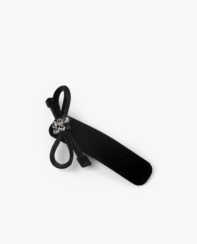  CECI - Kẹp tóc hình nơ đen đính đá quý phái 