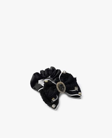  CECI - Dây buộc tóc nữ bản vừa phối nơ lớn đính đá sang trọng 