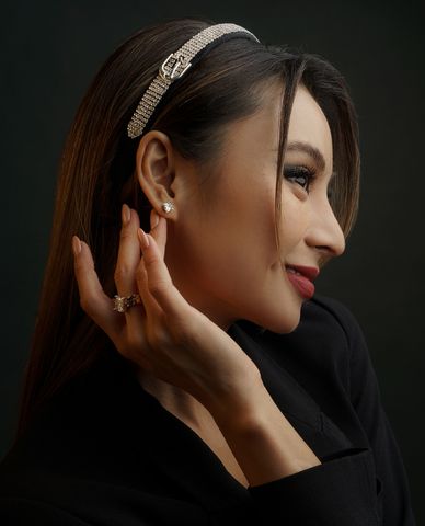  CECI - Băng đô cài tóc nữ bọc vải đính đá lấp lánh 