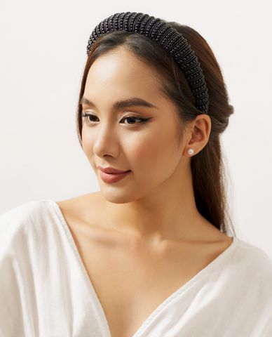  CECI - Băng đô cài tóc nữ bản dày đính hạt sang trọng 