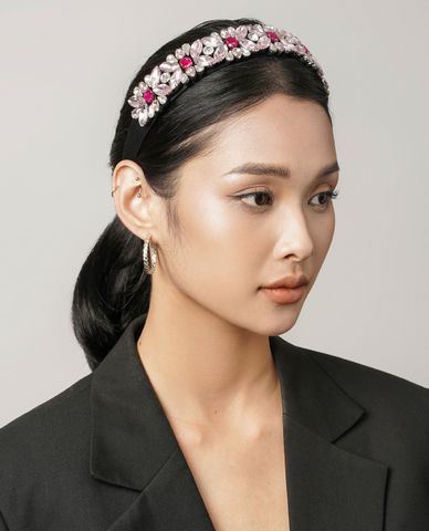  CECI - Băng đô cài tóc nữ bản dày đính đá thời trang 