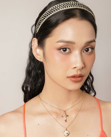  CECI - Băng đô cài tóc nữ bọc vải đính đá sang trọng 