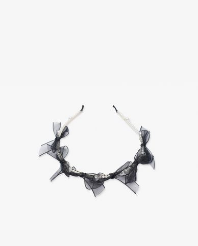  CECI - Băng đô cài tóc nữ ngọc trai thắt nơ nữ tính 