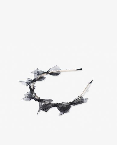  CECI - Băng đô cài tóc nữ ngọc trai thắt nơ nữ tính 