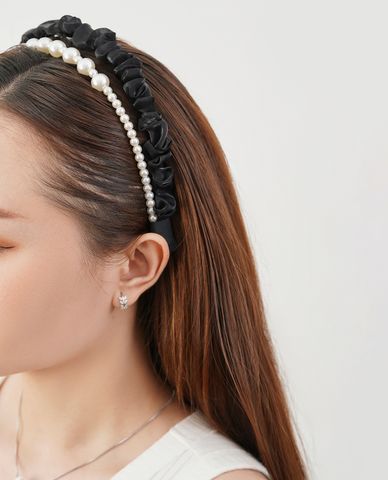  CECI - Băng đô cài tóc nữ bọc vải phối ngọc trai sang trọng 