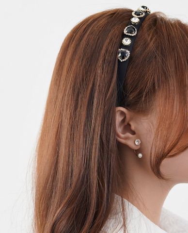  CECI - Băng đô cài tóc nữ bọc vải bản nhỏ đính đá sang trọng 