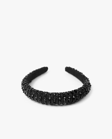  CECI - Băng đô cài tóc nữ đính đá màu đen huyền bí sang trọng 