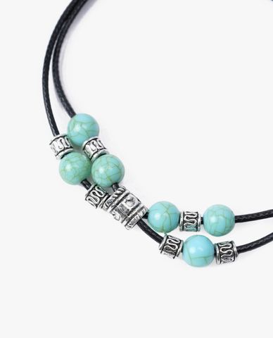  CECI - Lắc chân nữ dây bện hai vòng đính hạt 