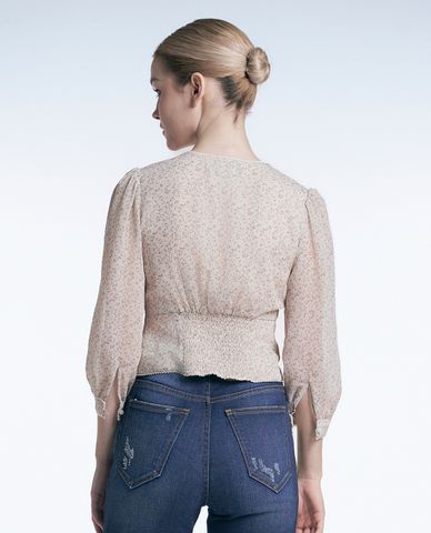  GIGI - Áo kiểu nữ cổ V tay dài phồng thời trang 