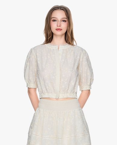  GIGI - Áo kiểu nữ phom croptop in hoa nữ tính 