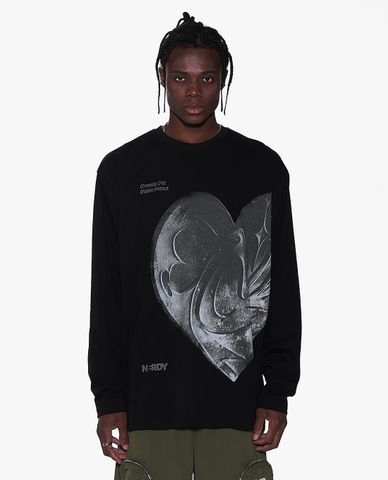  NERDY - Áo thun unisex cổ tròn tay dài Heart Moon 