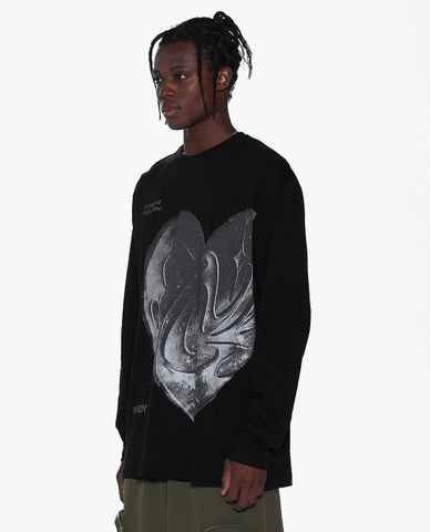  NERDY - Áo thun unisex cổ tròn tay dài Heart Moon 