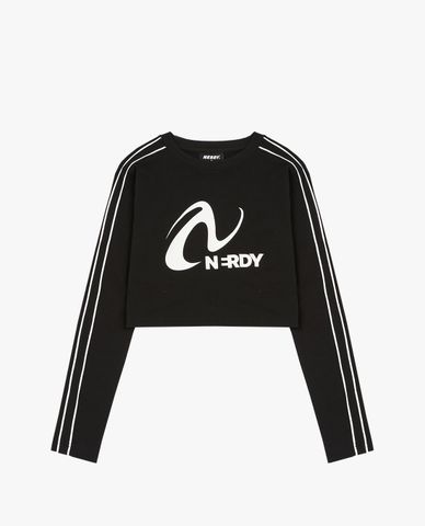 NERDY - Áo croptop nữ cổ tròn tay dài Pinwheel 